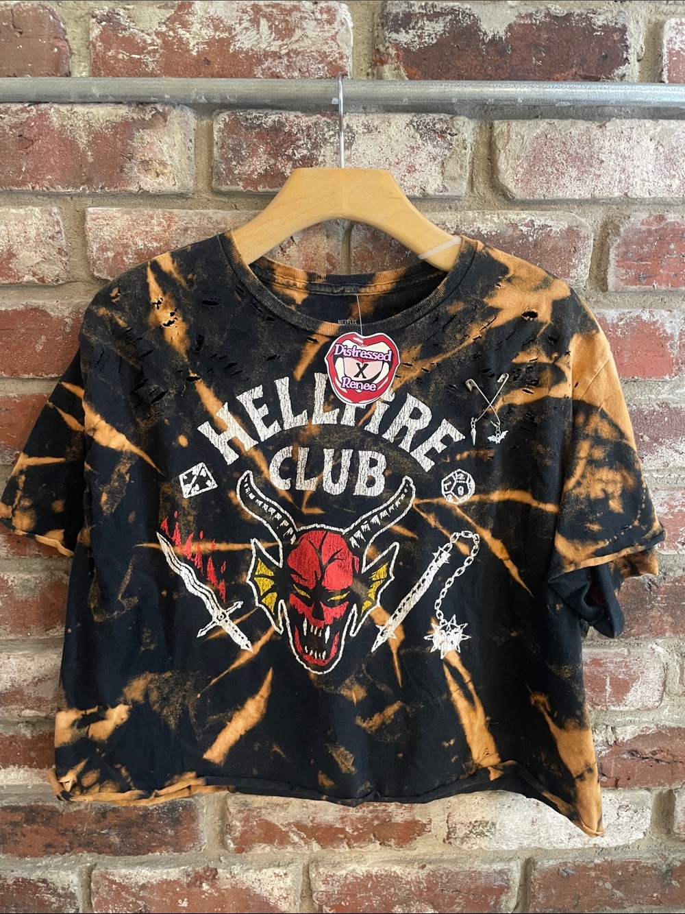 Hellfire Club Distressed Crop Tee